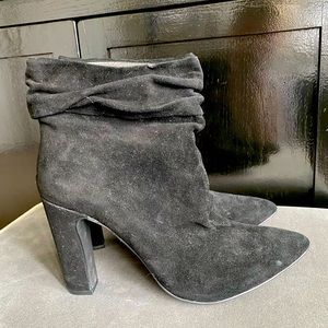 Black Suede Heeled Bootie